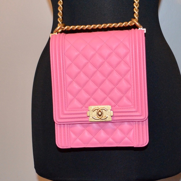 NWT CHANEL BOY FLAP BAG LEATHER CHAIN HANDBAG - Picture 3 of 8